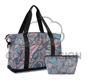 กระเป๋าเดินทางพิมพ์ลายตามสั่ง แบบขยายได้ พับเก็บได้ สำหรับกีฬาและฟิตเนส ผู้หญิง พร้อมช่องใส่กระเป๋าเดินทาง - Product Image 2