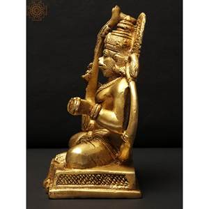 Petite sculpture en laiton Bhakt Hanuman de 5 pouces fabriquée à la main en Inde - Product Image 4