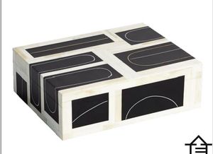 Caja de Joyería de Resina y Madera, Estilo Art Deco, con Incrustaciones Blancas y Negras, con Perilla de Latón, a Precio Competitivo - Product Image 4