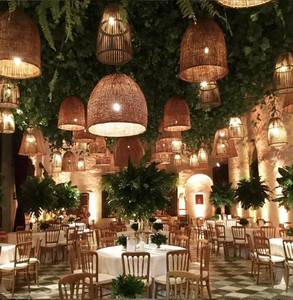 Large Rattan Decorative Lantern Wedding Reception Decor <b>Wicker</b> Pendant <b>Light</b> <b>Shade</b> Deep Dome Design Event Ceiling Lamp - Product Image 1