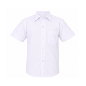 Chemise à manches courtes pour garçons, uniforme scolaire primaire Puppetnx, qualité supérieure, tissu polyester/coton blanc - Product Image 1