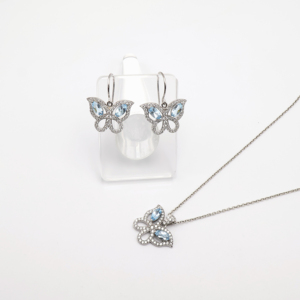 Royal Blue Topaz Marquise Shape Pendant and <b>Stud</b> <b>Earrings</b> <b>Set</b> Stylish Gemstone Jewelry Fashion Accessory - Product Image 2