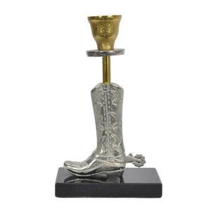 Sculpted Silver Horse Riding <b>Boot</b> Pillar Gold Tealight Candle Holder With Base Latest Item Equestrian Candle <b>Stand</b> Table Decor - Product Image 1