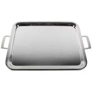 Bandeja Redonda de Acero Inoxidable para Servir, Juego de Bandejas Doradas Brillantes, Bandeja de Metal para Restaurante, Hotel, Boda, Fiesta - Product Image 1