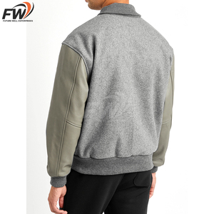 Nueva Chaqueta Varsity de Manga Corta en Color Sólido para Hombre, Invierno, Cuello Alto, Tela de Lana, Personalizable - Product Image 4