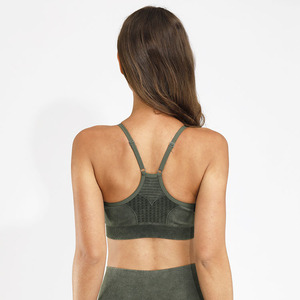 Women's Seamless Sports <b>Bra</b> Top Ribbed <b>Stretch</b> Workout <b>Bra</b> Dark Purple High Support Athletic Wear - Product Image 6