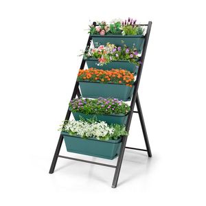 Jardinière verticale à 5 niveaux avec 5 bacs surélevés pour pots de fleurs et jardinières - Product Image 6