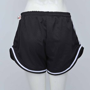 Jupe de sport noire en maille pour femme, taille élastique avec cordon de serrage, imprimé lettres brodées, respirante, style mini été, vente en gros - Product Image 2