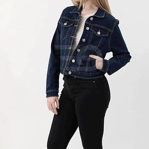 Stylish Women Jeans Jacket Custom Logo Cotton Button Front Slim Fit Eco-Friendly Streetwear Daily Wear Fashion Trendy - Product Image 3