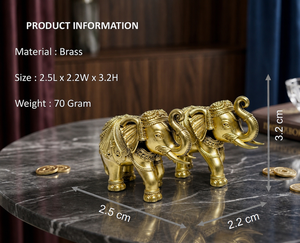 Paire d'idoles en laiton pur en forme de trompe d'éléphant, 100% laiton, 2.5, 2.2, 3.2 cm, style moderne, Hathi Jodi Murti, pour Puja, décoration intérieure, cadeau de pendaison de crémaillère, Diwali - Product Image 2