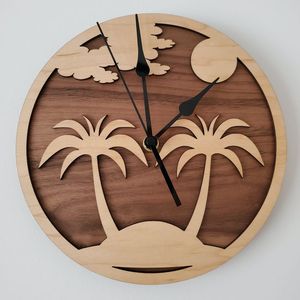 High quality Wooden Wall <b>Clock</b> Round Coastal Palm Tree for Living Room Decor at lowest prices By NEHA ENTERPRISES - Product Image 1