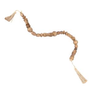 Guirlande en bois naturel rustique avec perles décoratives pour table, cheminée, étagère et décoration intérieure - Product Image 6