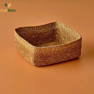 Cesta de mimbre Rectangular Vintage Natural personalizada, cuenco de frutas de algas marinas hecho en Vietnam, vajilla de almacenamiento decorativa - Product Image 3