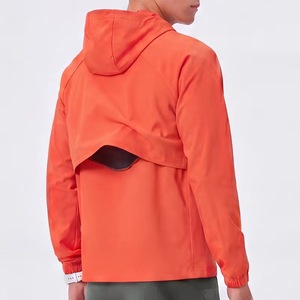 Veste à capuche pour homme, couleur unie violette, fermeture éclair, coupe-vent, décontractée, automne, coupe régulière, en polyester - Product Image 6