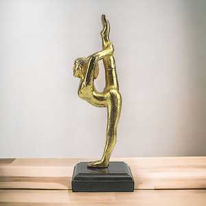 29.5cm H X 10cm W X 11cm L Golden Yoga Figurine Sculpture Aluminium Eco-Friendly Handmade Artistic Modern Design Tabletop <b>Decor</b> - Product Image 5