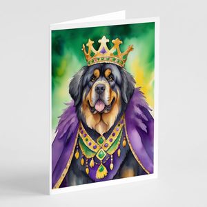 Paquete de tarjetas de felicitación de King of Mardi Gras de mastín tibetano 8 tarjetas de notas en blanco con sobres A7 tamaño 5x7 diseño caprichoso - Product Image 1