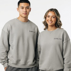 Sudadera Oversize de Algodón Grueso para Mujer, Color Liso, Hombro Caído, Cuello Redondo, Unisex, Fabricante OEM ODM - Product Image 1