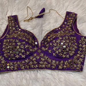 Blusa de Novia Morada para Mujer, Estilo Crop Top, Diseño de Alta Costura con Tela Satinada Transpirable, Acolchada, para Otoño e Invierno - Product Image 1