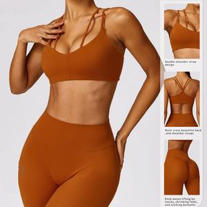 Ensemble de yoga populaire personnalisé avec logo, sans couture, pour femme - Tenue de sport 2 pièces : soutien-gorge de sport et legging légers à taille élastique - Product Image 6