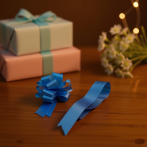 ริบบิ้นสีน้ำเงินอัตโนมัติ 4.5x150 ซม. สำหรับห่อของขวัญ - Product Image 2