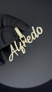 Pendentif en diamant Moissanite personnalisé en or jaune 14 carats 2.5 pouces pendentifs en lettres bijoux Hip Hop glacés pour hommes et femmes - Product Image 3