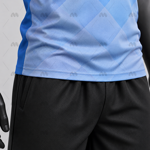 Maillot de football pour homme adulte, bleu dégradé, manches courtes, respirant, coupe athlétique, 100% polyester, col rond, imprimé numérique - Product Image 4