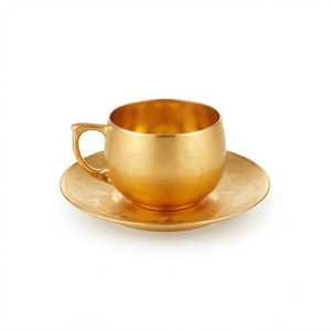 Juego de Tazas y Platos de Té de Latón Mate de Lujo, con Grabado de Flor de Loto, Tazas de Café Turcas y Árabes, Recuerdos de Boda, Venta al Por Mayor - Product Image 1