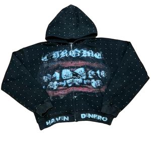 Sudadera con capucha con cremallera unisex personalizada Wash French Terry sudaderas en blanco Full Zip up Vintage Acid Wash Distressed Men's Hoodies - Product Image 1