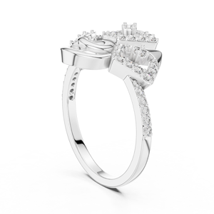 Anillo de Diamantes Cultivados en Laboratorio con Diseño Floral en Espiral, Oro Blanco de 18 Quilates con Baño de Rodio, Minimalista, Certificado, para Compromiso, Boda, Uso Diario - Product Image 2
