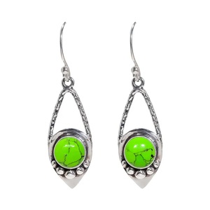 925 Sterling Silver Green Turquoise <b>Hook</b> <b>Earrings</b> Handmade Dangle Gemstone Jewelry Gift for Women - Product Image 1