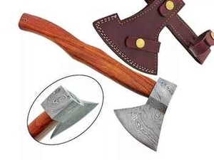 ขวานตัดไม้ ZA DAMASCUS MAKERS ด้ามแบน ใบมีดเหล็กกล้าคาร์บอนตีขึ้นรูป (5 นิ้ว) พร้อมด้ามไม้ สำหรับตัดต้นไม้และงานไม้ - Product Image 3