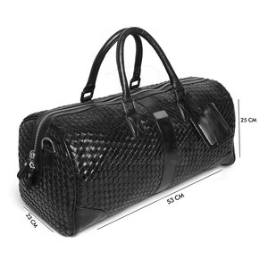 Luxury Woven Genuine Leather <b>Duffel</b> <b>Bag</b> Handmade Weekender Travel <b>Bag</b> with Adjustable Shoulder Strap - Product Image 4
