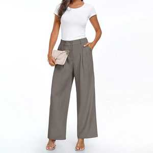 Nouveau pantalon large tendance pour femme, taille haute, respirant, pour le travail, OEM ODM - Product Image 2