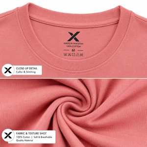 เสื้อยืดคอกลมคลาสสิกสำหรับผู้หญิง X รุ่นแขนสั้น สีพื้น ทรงปกติ ผ้าฝ้ายเจอร์ซีย์ 100% เสื้อยืดลำลอง มีหลายขนาดให้เลือก - Product Image 3