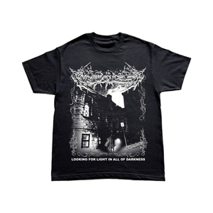 Custom Gothic Graphic Print Unisex <b>Y2K</b> Streetwear Black Heavyweight Cotton Pullover Hoodie And Matching Short Sleeve T <b>Shirt</b> Set - Product Image 3