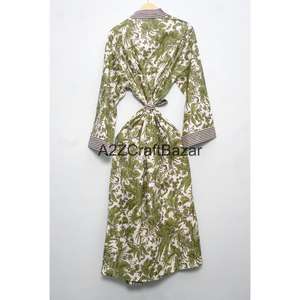 Último Diseño, Elegante y Moderno, Bata Kimono de Algodón Suave con Estampado Floral Colorido, Cinturón Ajustable, para Verano e Invierno - Product Image 5