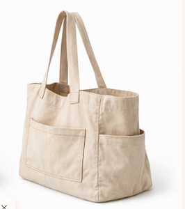 Sac de shopping en toile de coton 100% grande taille personnalisé COTTON VOYAGE avec poignée d'épaule pour usage quotidien, couleur beige - Product Image 2