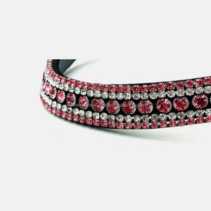 Accessoires équestres de cheval longue durée tous les cristaux de forme bande de front de cheval en cuir de forme de vague décorative pour bride - Product Image 5