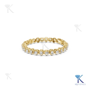 Elegant 4.00 X 3 Oval Cut Cushion Bezel Set Diamond Tennis <b>Bracelet</b> 14K <b>Solid</b> Gold Unisex Luxury Jewelry for Party Gift - Product Image 1