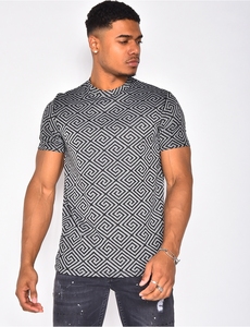 Chemise décontractée à manches courtes et col en V pour homme, imprimé géométrique, respirante, idéale pour l'été - Product Image 3