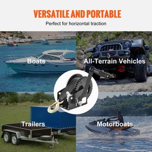 Verricello Manuale per Rimorchio Barca con Capacità di Trazione di 900 kg, Cinghia in Poliestere da 23 Piedi, Cricchetto Bidirezionale, Verricello Resistente 12V DC - Product Image 2
