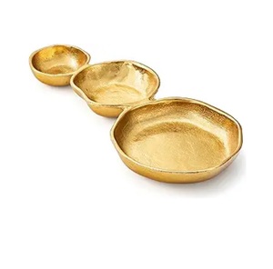 Offre Spéciale – Ensemble de 3 Bols et Plateaux Ronds en Laiton Massif pour Servir Aliments et Thé – Décoration pour Maison, Hôtel, Salon - Product Image 1