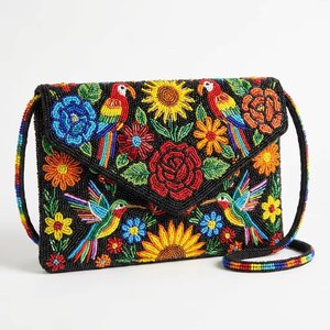 Wholesale Handmade Seed <b>Bead</b> Flap Purse Floral Butterfly Design Crossbody Evening Bag Factory <b>Direct</b> Supply - Product Image 2