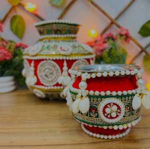 Indian handmade Beautiful Minakari Kalash & Lota Jaago <b>Set</b> for Griha Pravesh Puja Decorative Items Return Gift Wedding Gift <b>Set</b> - Product Image 5