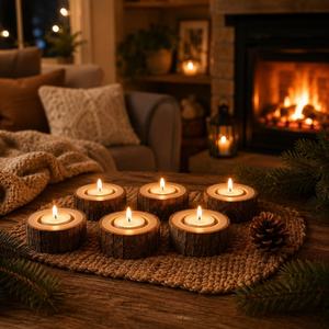 Handmade Durable Wooden <b>Tea</b> Light Holder Rectangle Eco Friendly Christmas Home Decoration - Product Image 4