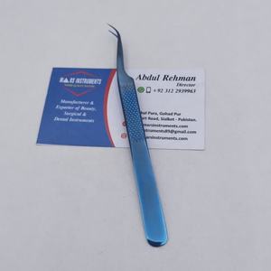 Pince à épiler d'extension de cils durable au plasma bleu semi-incurvée - Product Image 3