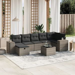 8 Piece Grey Poly Rattan and Glass Steel Garden <b>Sofa</b> <b>Set</b> - Product Image 1