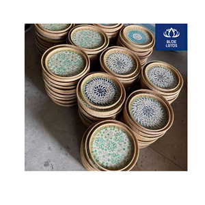 จัดส่งรวดเร็ว ปลอดภัย สะอาด ถาดหวายลายมุก งานฝีมือฝังเปลือกหอยแท้ เหมาะสำหรับจัดแสดงอาหารและเสิร์ฟกาแฟ ราคาโรงงาน - Product Image 1