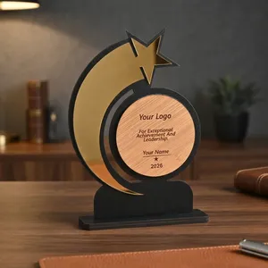 Trofeo Estrella Personalizado, Recuerdo, Premio de Madera Personalizado con Grabado de Logotipo y Nombre, Reconocimiento Corporativo a Empleados, Premio por Logro - Product Image 6