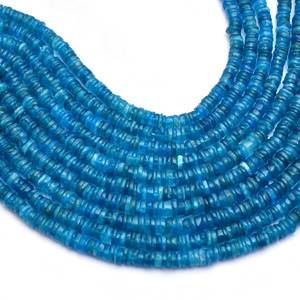 GEMS PARADISE Natural Blue Apatite Smooth Heishi Tyre Shape Gemstone Beads 4/5mm Loose <b>Spacer</b> Blue Beads Jewelry Making Bulk - Product Image 3